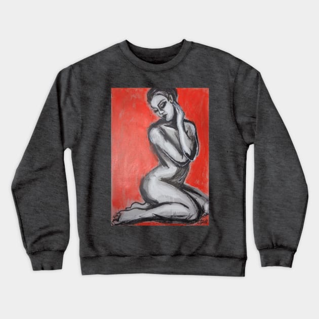 Posture 1 - Female Nude Crewneck Sweatshirt by CarmenT